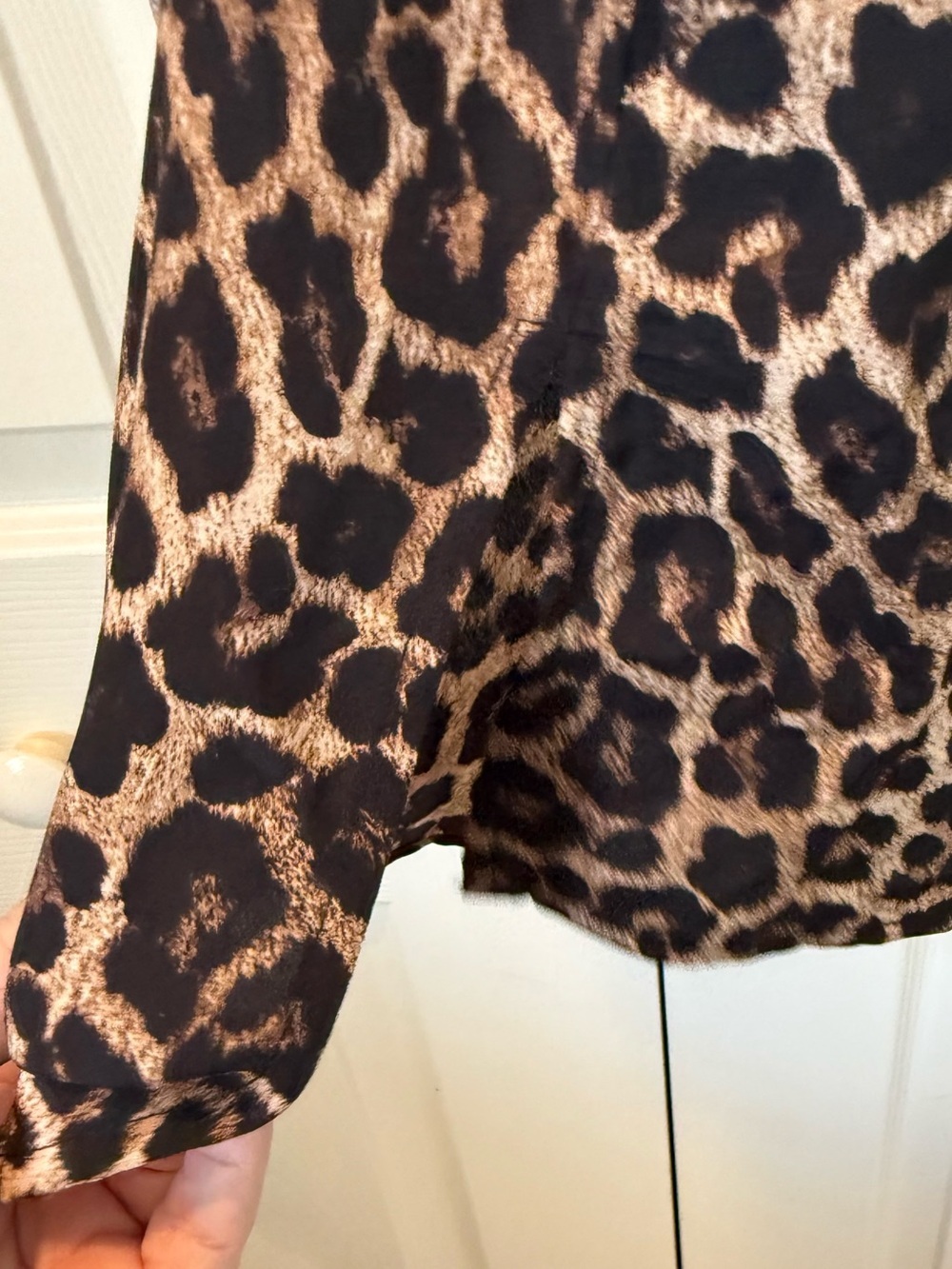 # Michael Kors 2X Leopard Zip-Front Blouse - Black & Tan - Picture 6 of 8